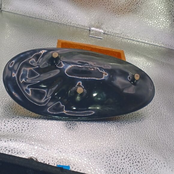 Vintage Black Gold Crescent Moon Starburst Ashtray 9" MCM Retro Decor - Picture 2 of 7